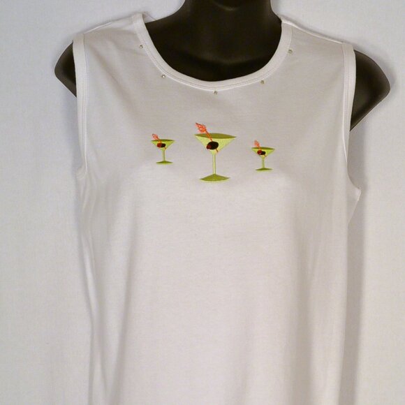 Majestic Martini Button Up Shirt Set Womens S Blue White Striped 2pc Preppy Top - Picture 9 of 10